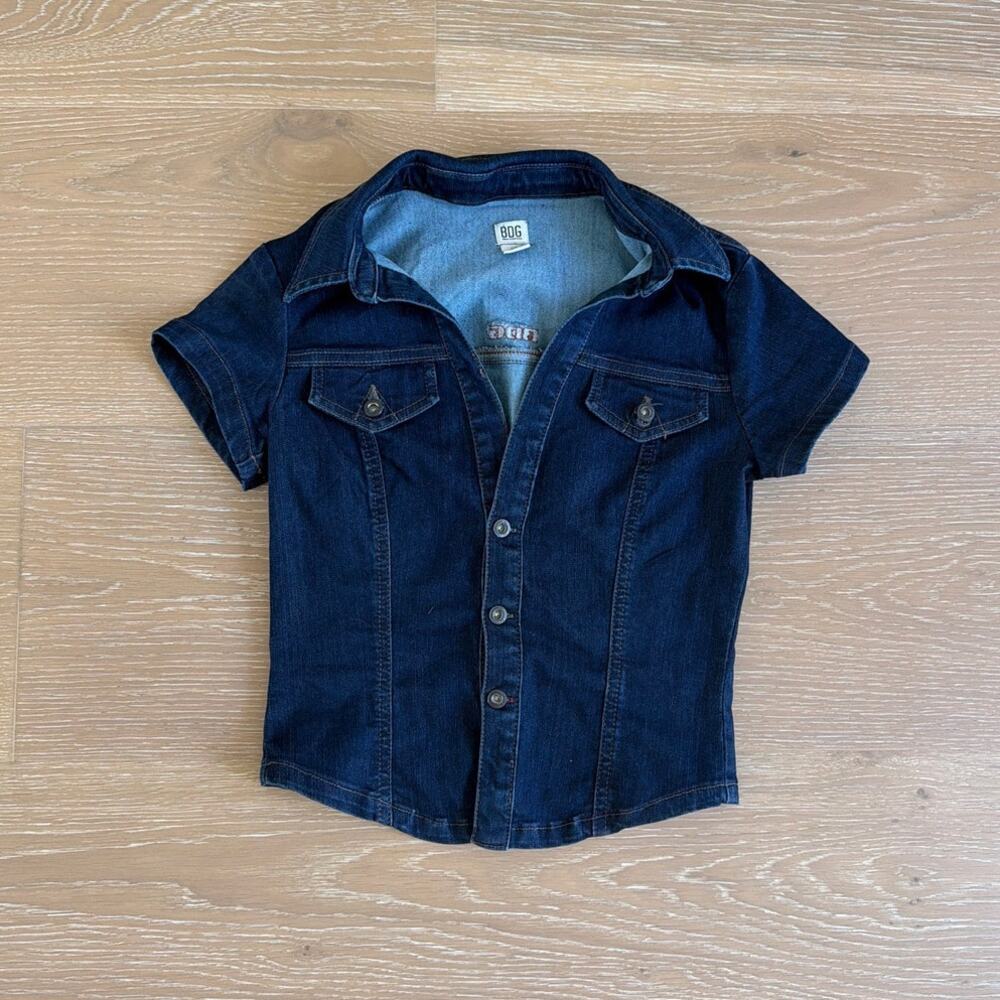 BDG Denim Shirt Snap Button Short Sleeve Polly Size XS Blue